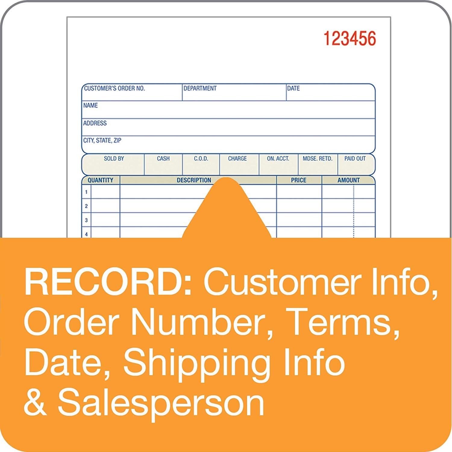 3-Part Carbonless Sales Order Book, Wraparound Cover, 250 Sets, 5-9/16″x8-7/16