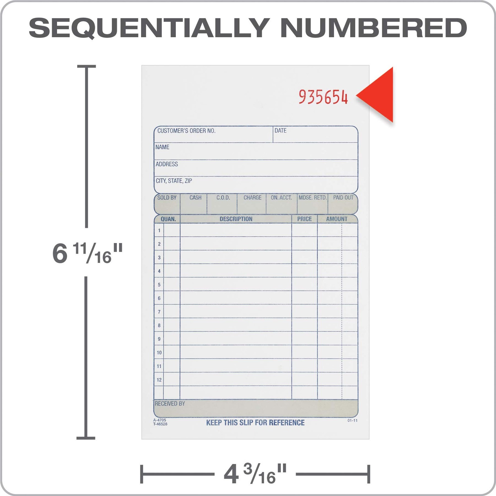 Adams Sales Order Book, 2-Part, 50 Count (Pack of 1), White/Canary