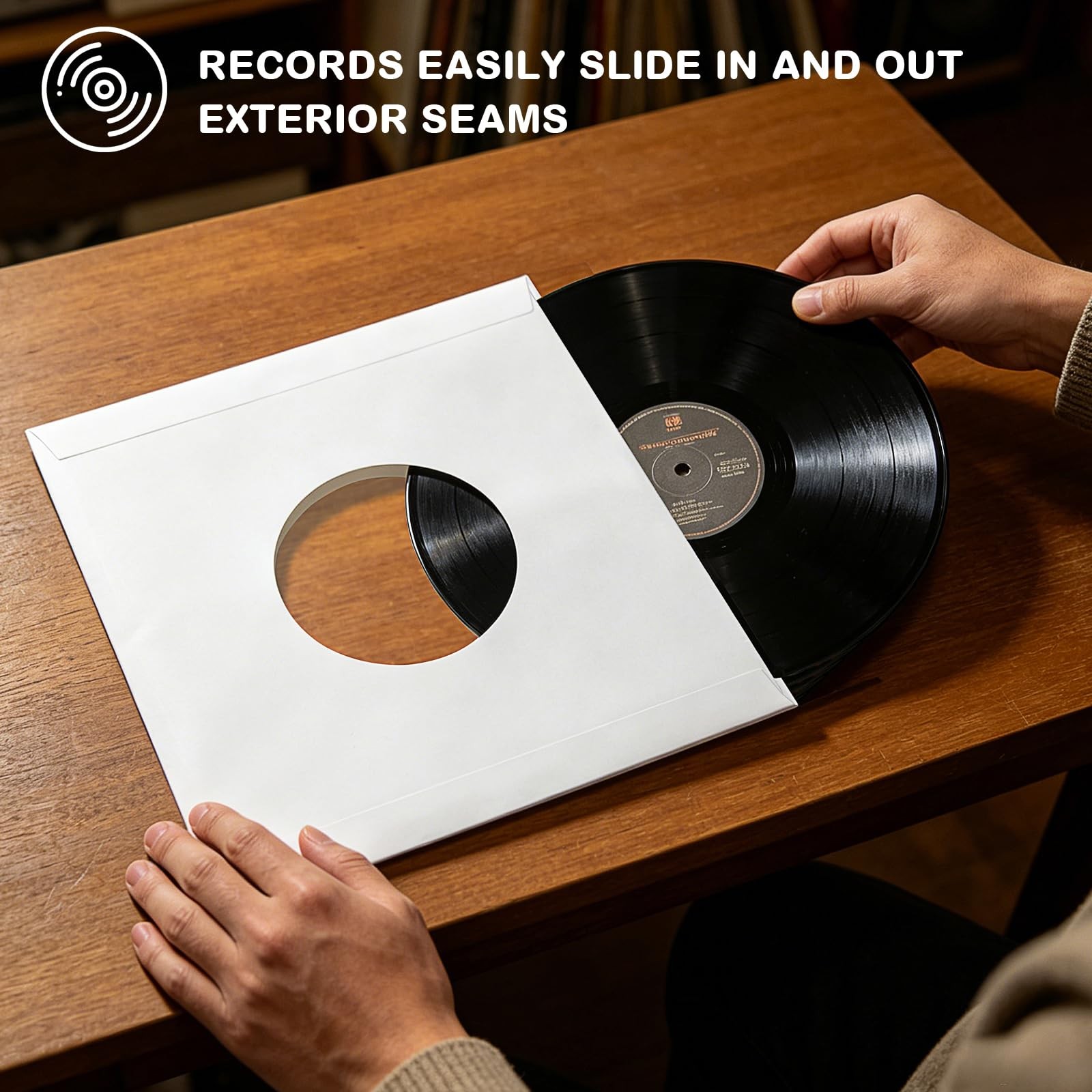 100PCS 7-Inch Vinyl Record Inner Sleeves, Premium White Paper