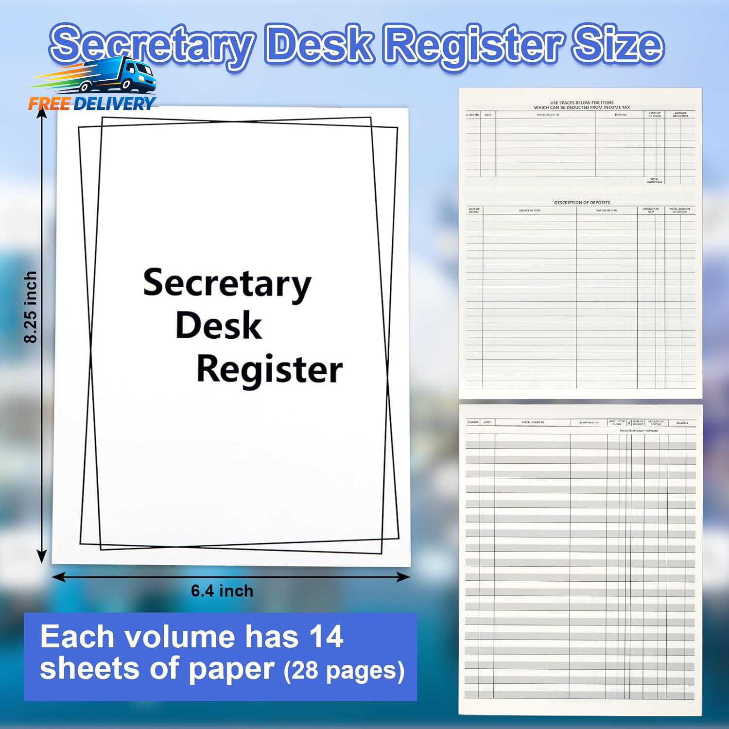 5 Pieces Checkbook Transaction Register 6.4 * 8.25Inch Secretary Deskbook Check