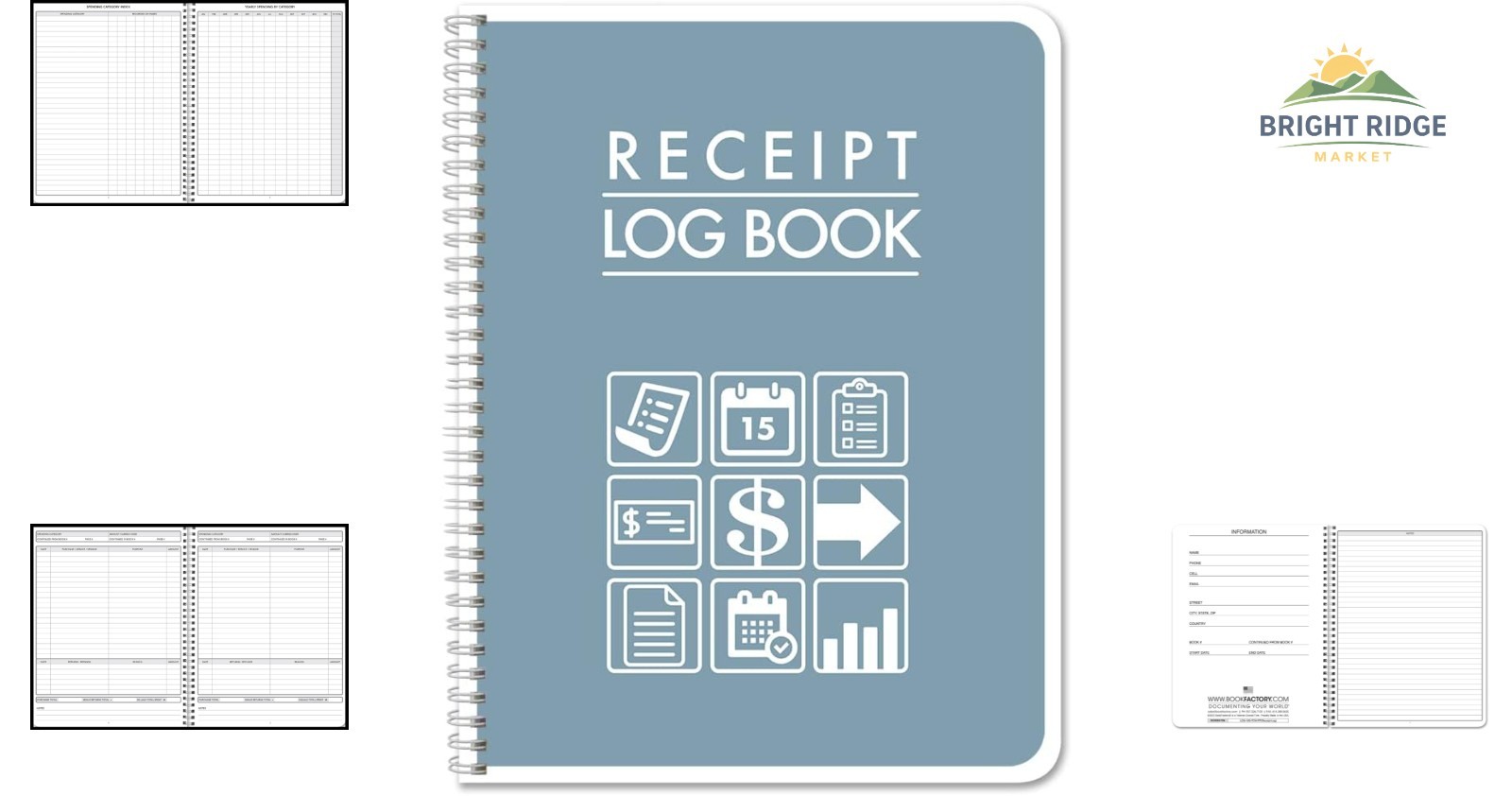 100 Page Receipt Log Book for Business Use, Durable Travel-Friendly Design