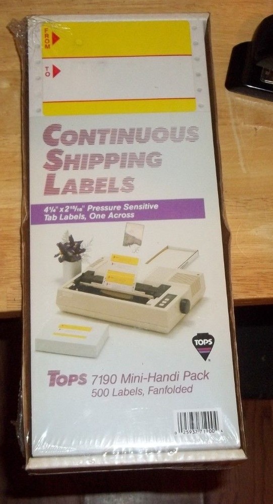 TOPS BUSINESS FORMS #7190 Continuous Shipping Labels Pressure Sensitive Qty 500