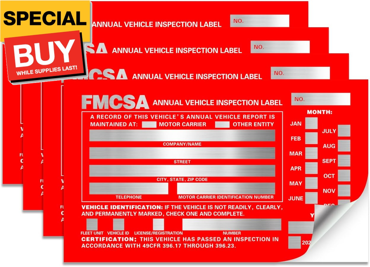 Annual Vehicle Inspection Report Form 25-pk 3-Ply Carbonless, 8.5″ x 11.75″ + La