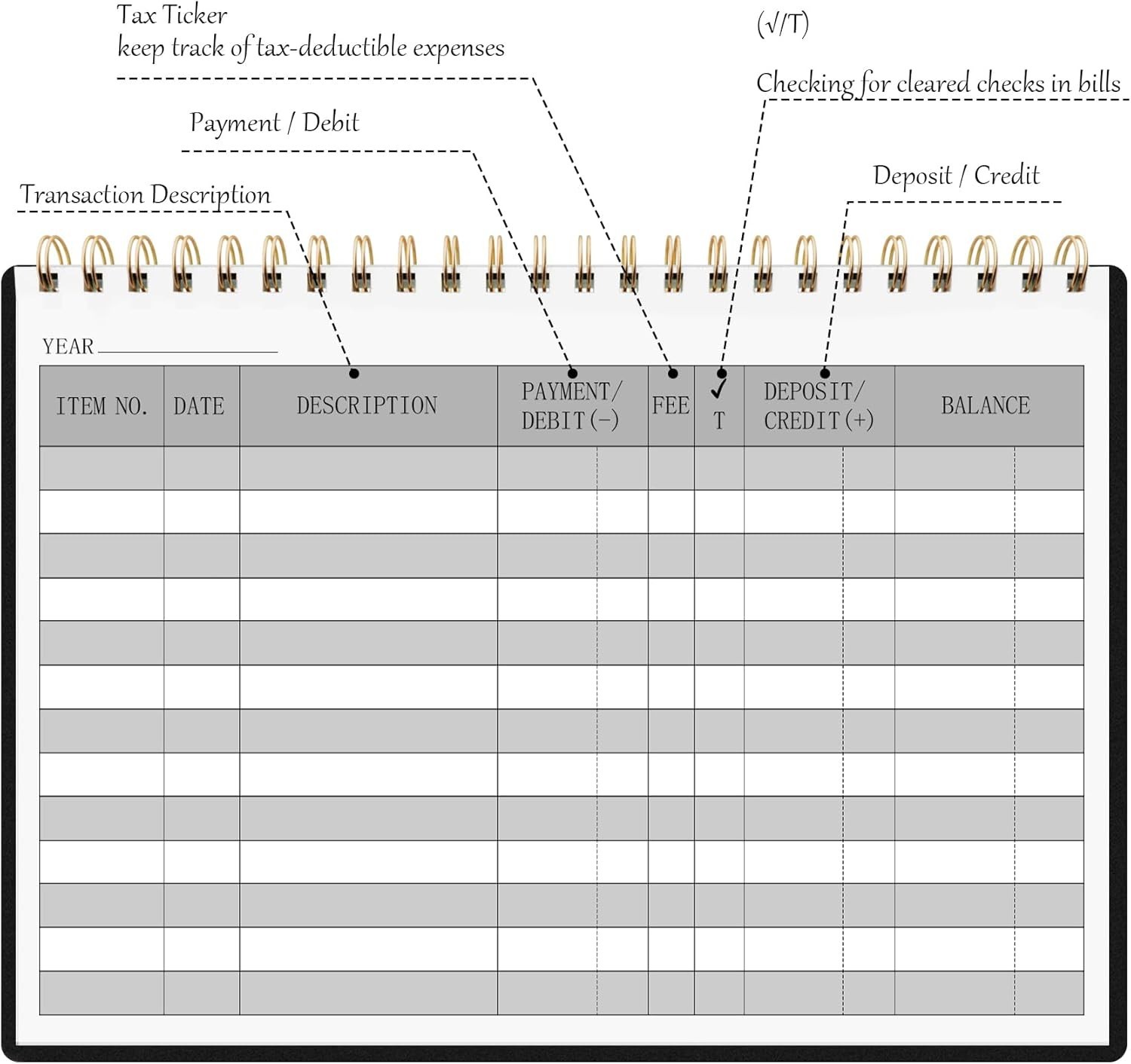 Check Registers for Personal Checkbook, Transaction Expense Ledger Log Book f…