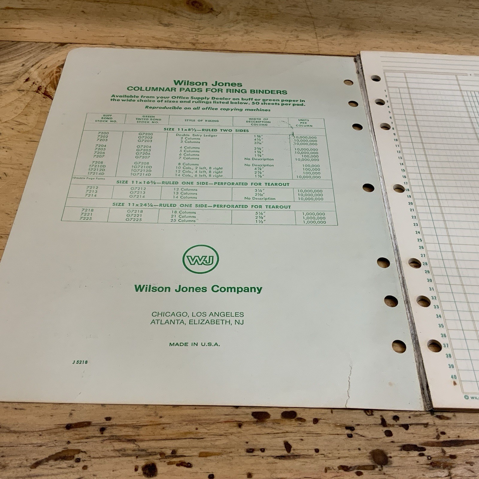 Lot 2 Vintage Columnar Pads Wilson Jones Boorum Pease 6 Column USA Accounting