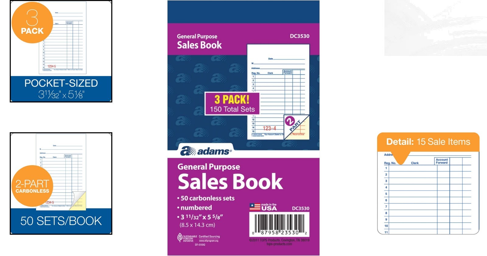 Customizable 2-Part Carbonless Order Book – 50 Sets, 3-Pack for Professionals