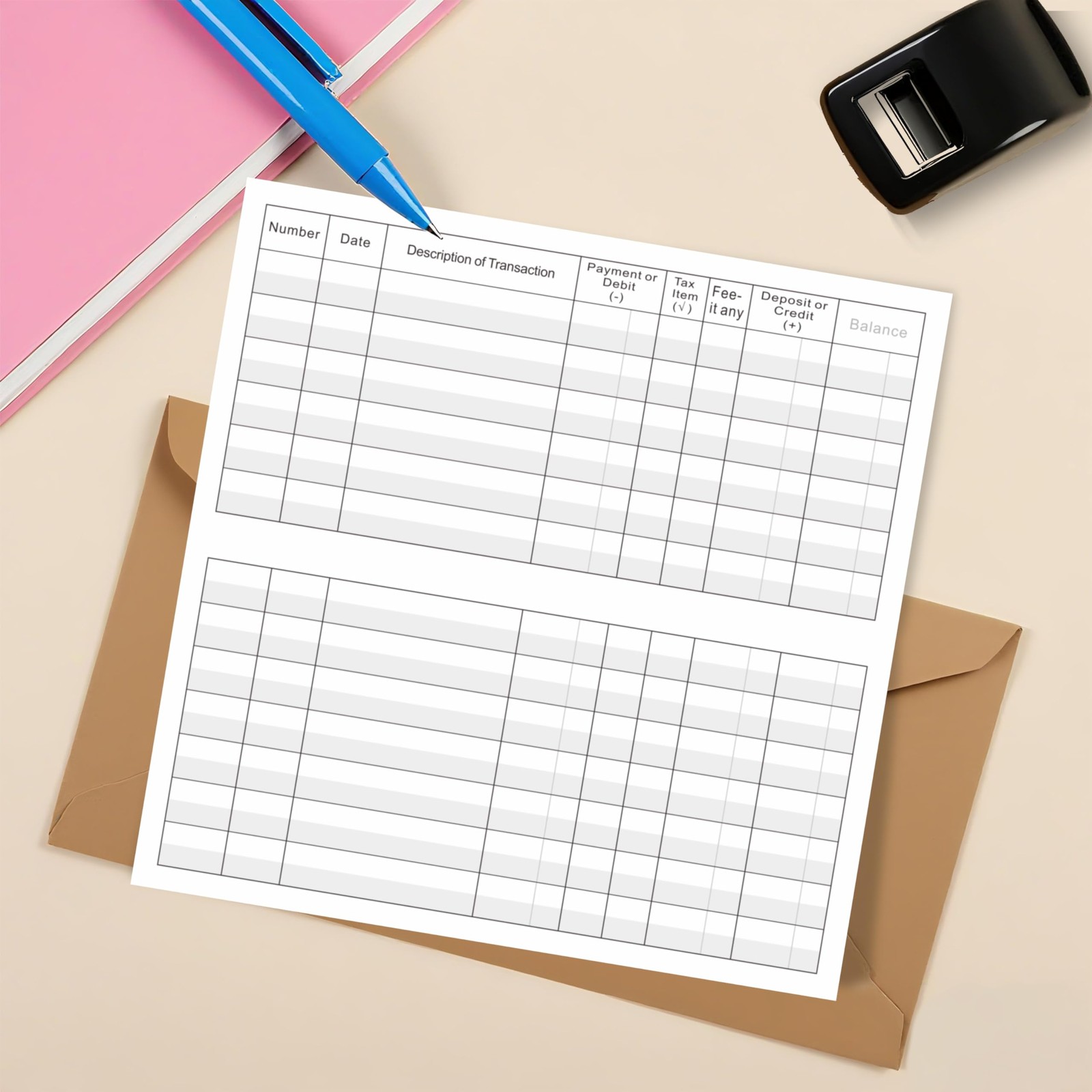 20 Pack Checkbook Register, Blank Ledger Transaction Book for Personal & Busi…