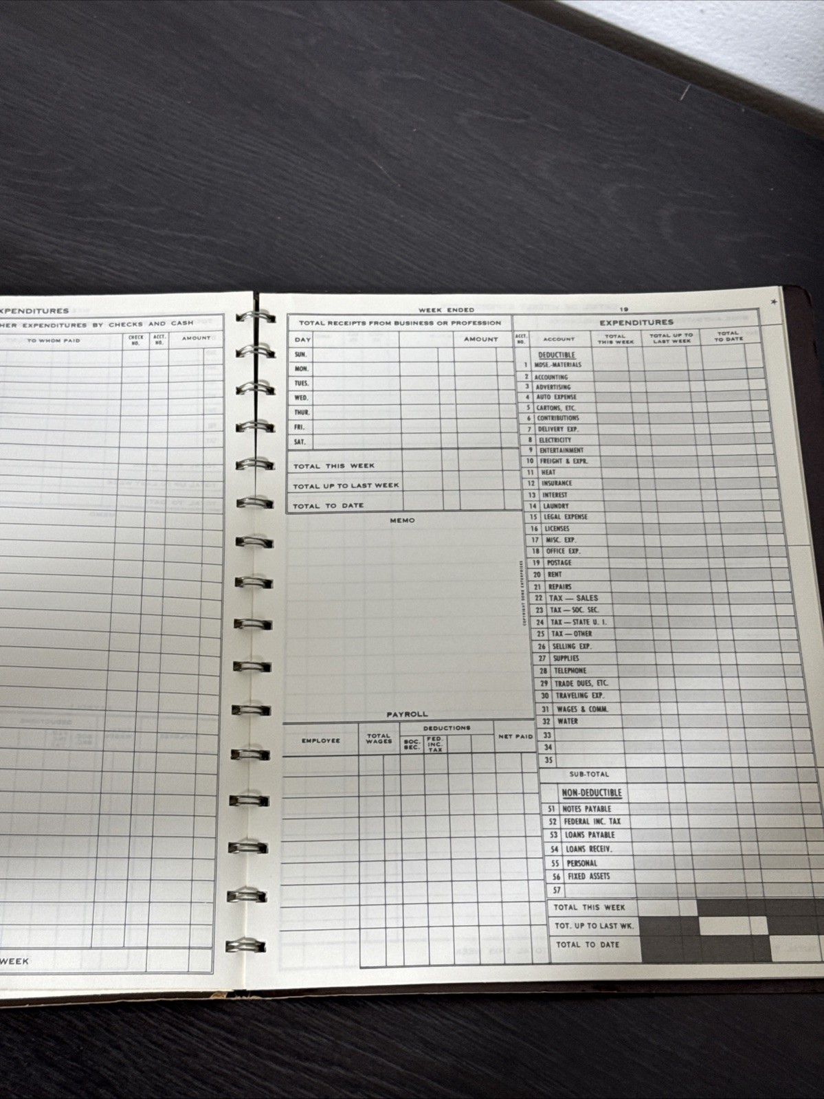 Vintage 1985 Dome Simplified Weekly Bookkeeping Record No. 600:Picchione Unused