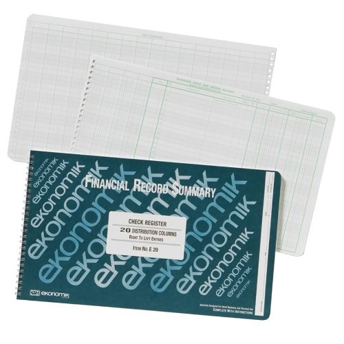 Ekonomik E20 Wirebound Check Register 40 Sheets 8.75″x14.75″ White