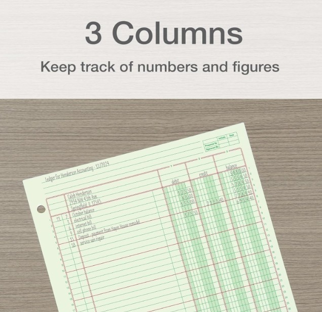 Adams Columnar Analysis Pad 3 Column 8 1/2 X 11 Single Page Format 50 Sheets/pad