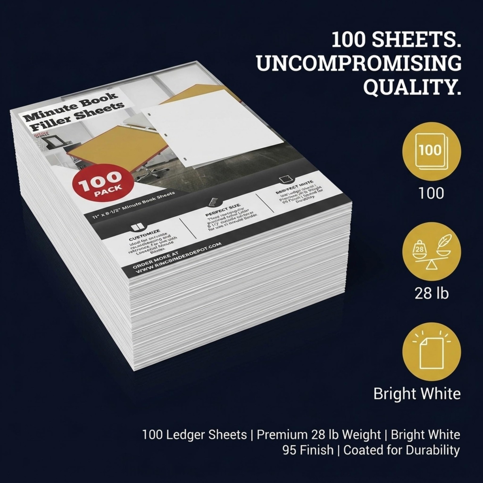 11 X 8.5 Inch Letter Size Minute Book Paper, 3 Hole Punched White Loose Leaf …