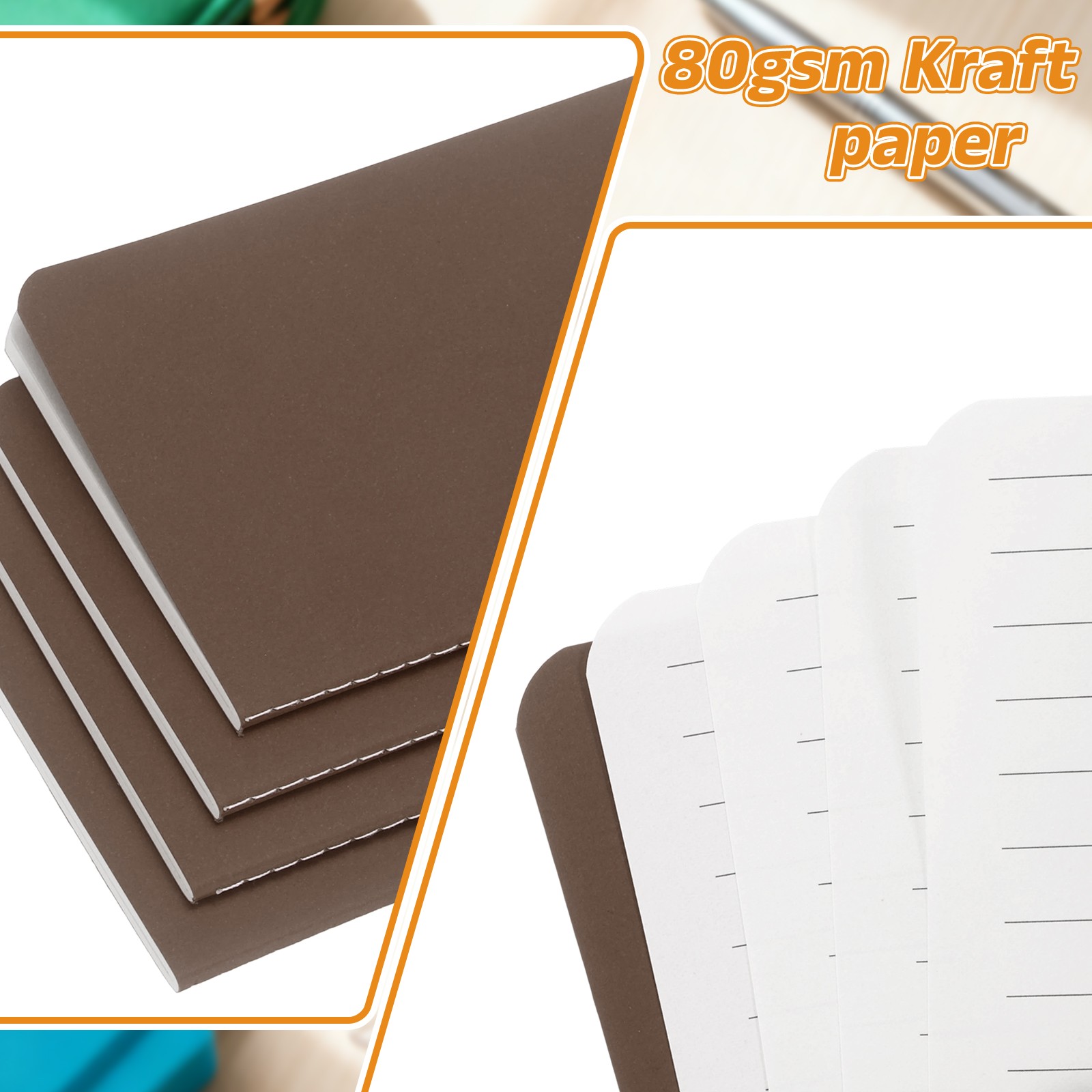 6 Pack A6 Notebook, A6 Journal Mini Notebook Pocket Kraft,Brown