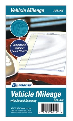 ABFAFR10W Adams?? Convenient Vehicle Mileage Journal, 3-1/4″ x 6-1/4″