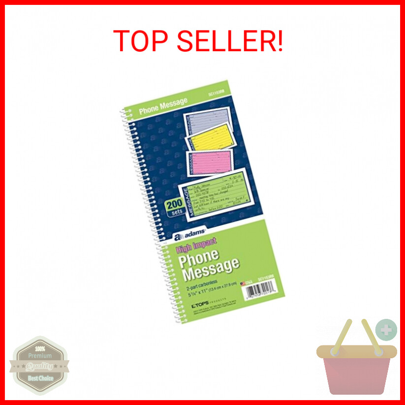 Adams® High Impact Phone Message Book, 2-Part Carbonless, 5-1/4″ x 11″, 200 Sets