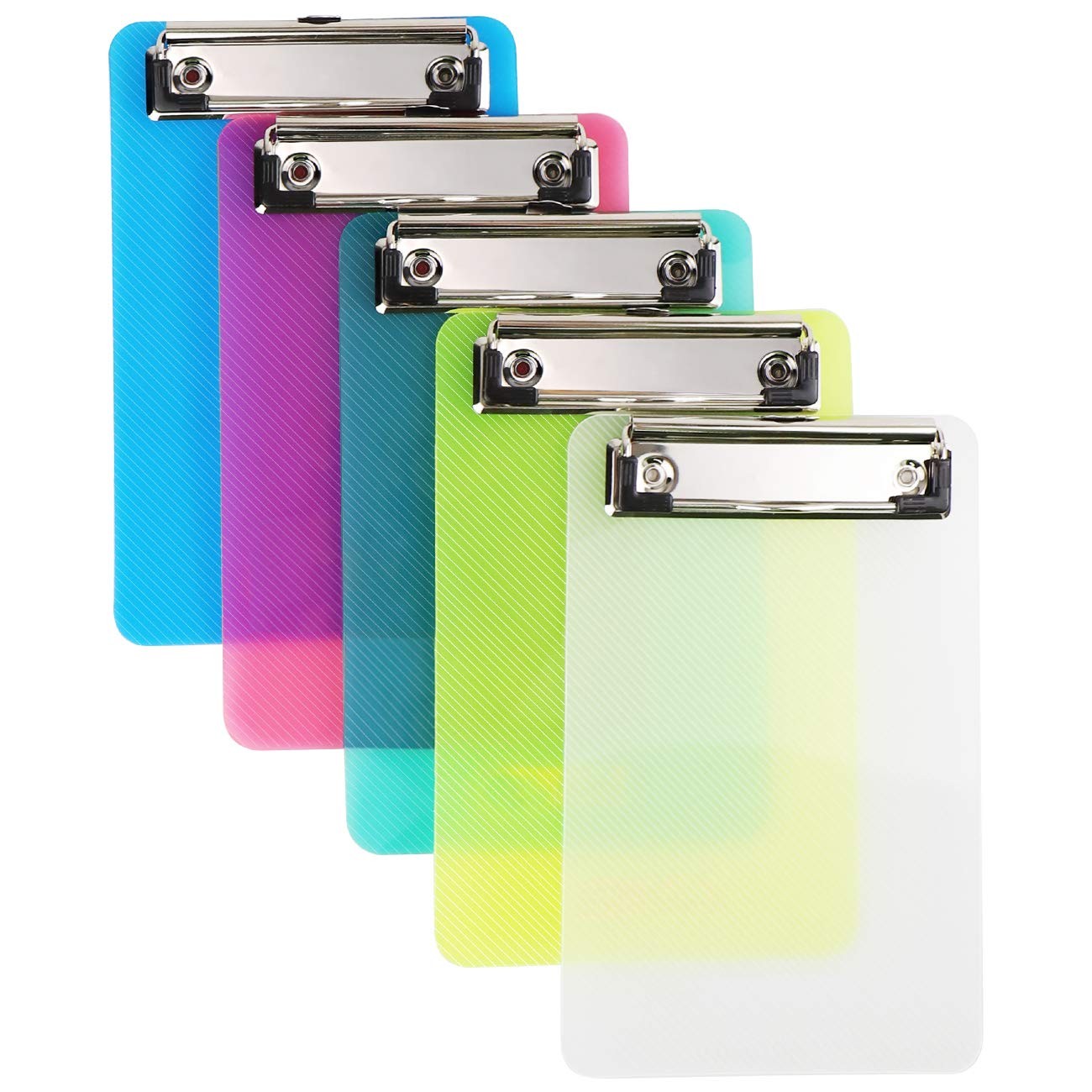 Mity rain Plastic Colorful Mini Clipboard, 5 Count (Pack of 1),