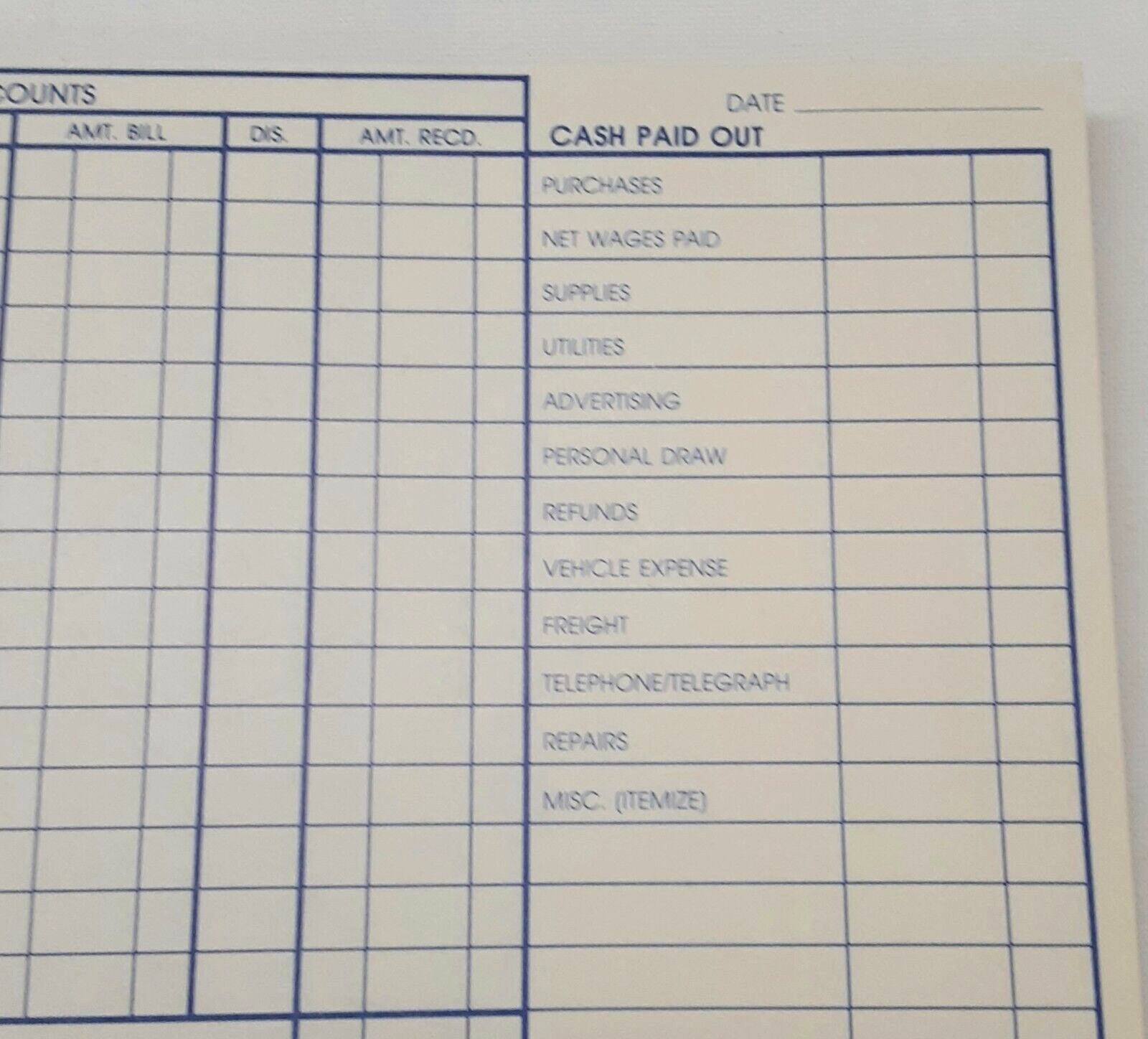 Cloes Blue Book Daily Cash Report Form DC 1987 Record Keeping Booklet Carbon