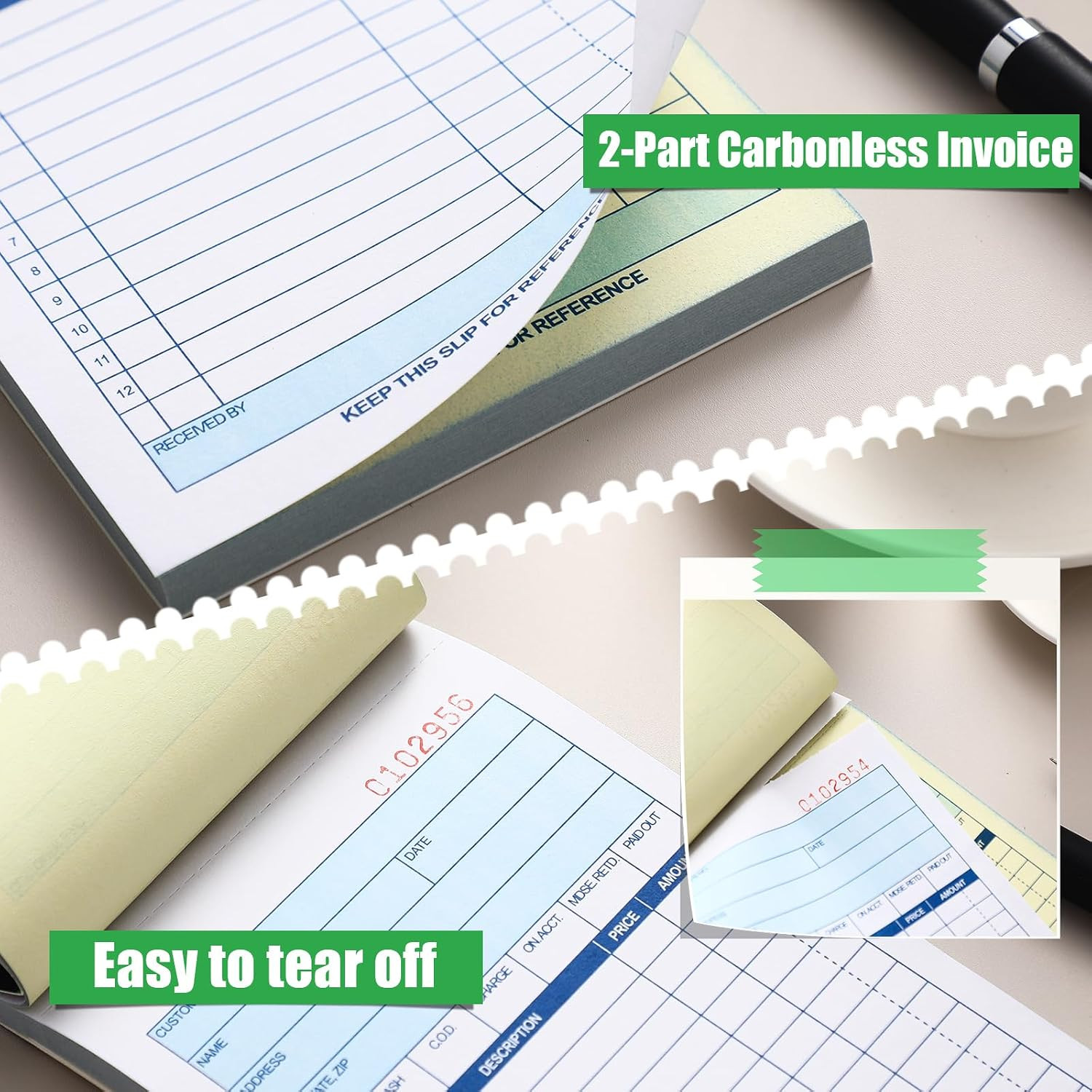 45 Pads Sales Order Books 2 Part Carbonless, Receipt Book with Carbon Copies, 50