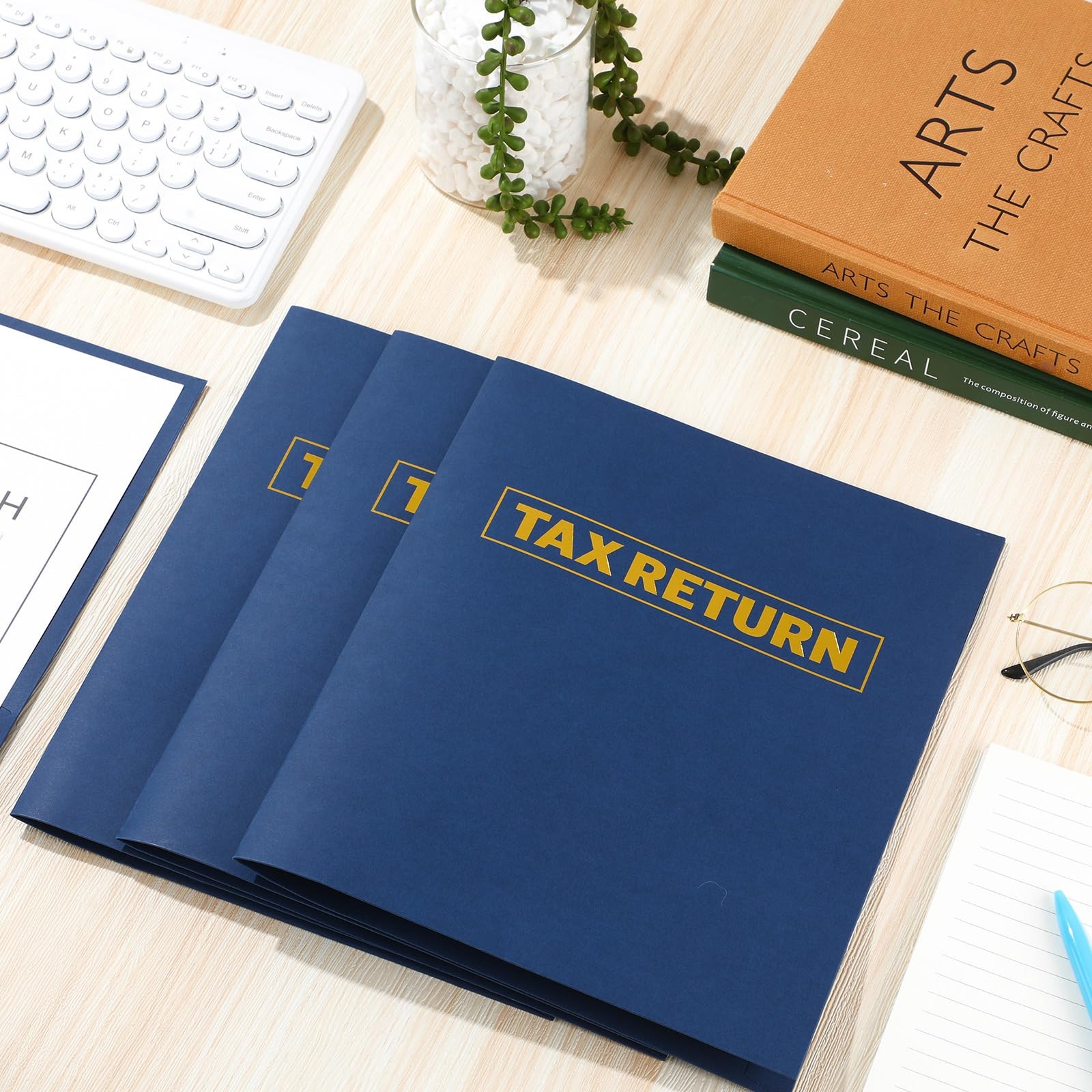 20 Pcs Tax Return Folders Bulk – Letter Size 2 Pocket Folders with Gold Print…