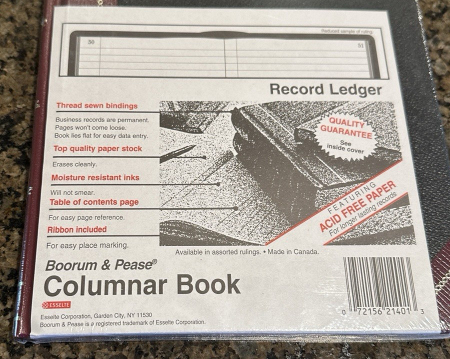 Boorum & Pease Columnar Book Record Ledger Hardcover Acid Free Paper NEW Sealed