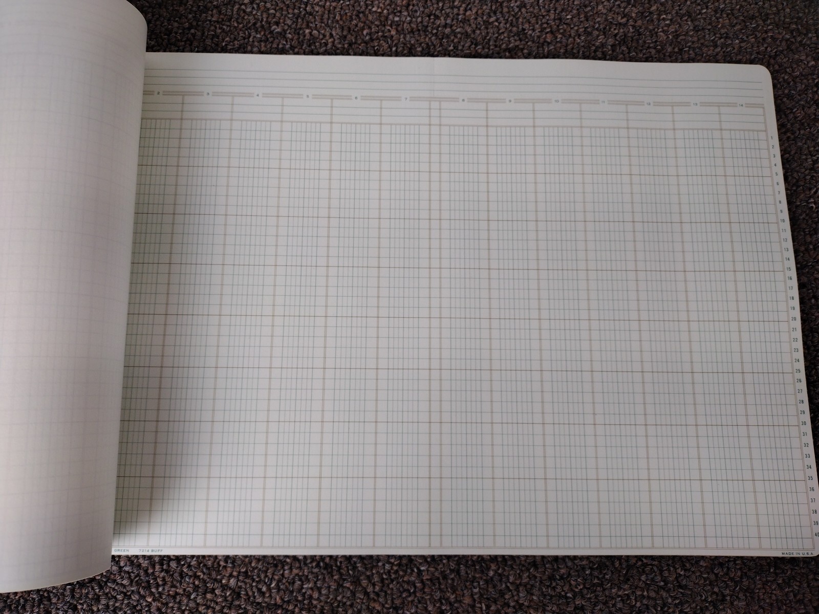 Wilson Jones COLUMNAR PAD 1 SIDED 14 COLUMNS FOR RING BOOKS GREEN G7214