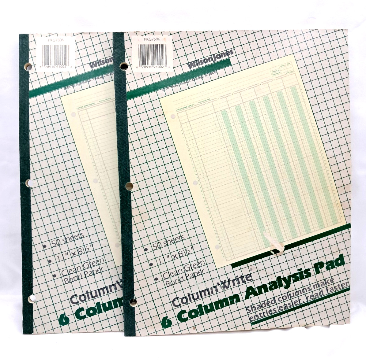 Pair of WilsonJones 6 Column Analysis Pads, 50 sheets each