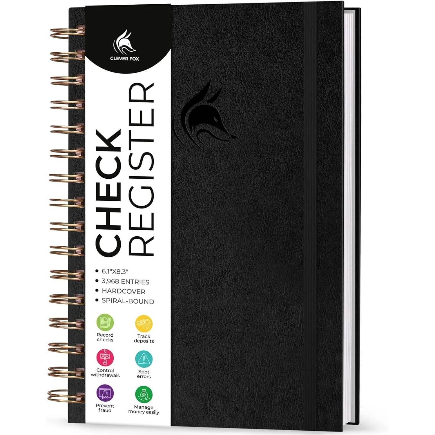 Check Register for Personal Checkbook – 6.1″ x 8.3″, Hardcover, Black