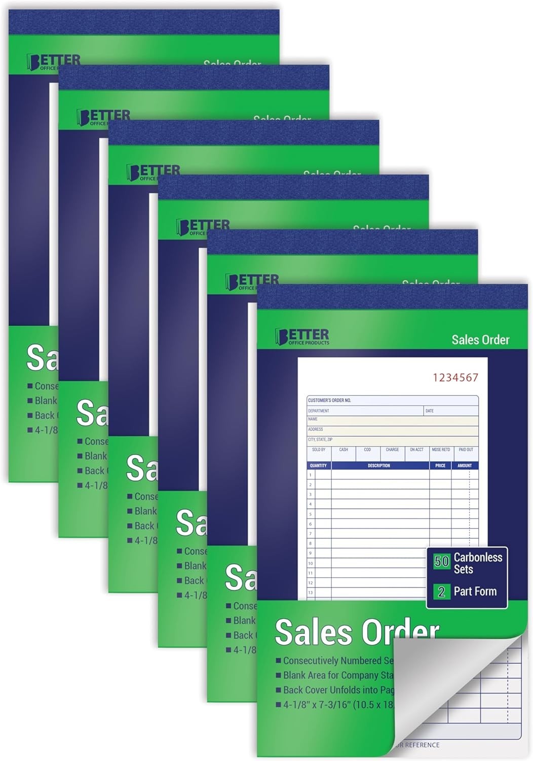 Sales Order Books, 6 Pack, 2-Part Carbonless White/Canary Yellow, 4-1/8 x 7-3…