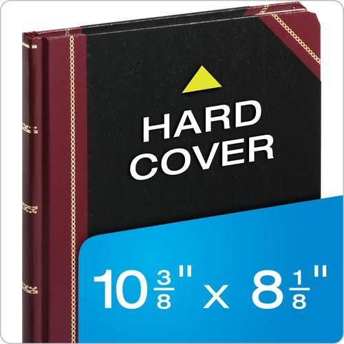BORG21150R Log Book, Record Rule, Black/Red Cover, 150 Pages, 10 3/8 x 8 1/8
