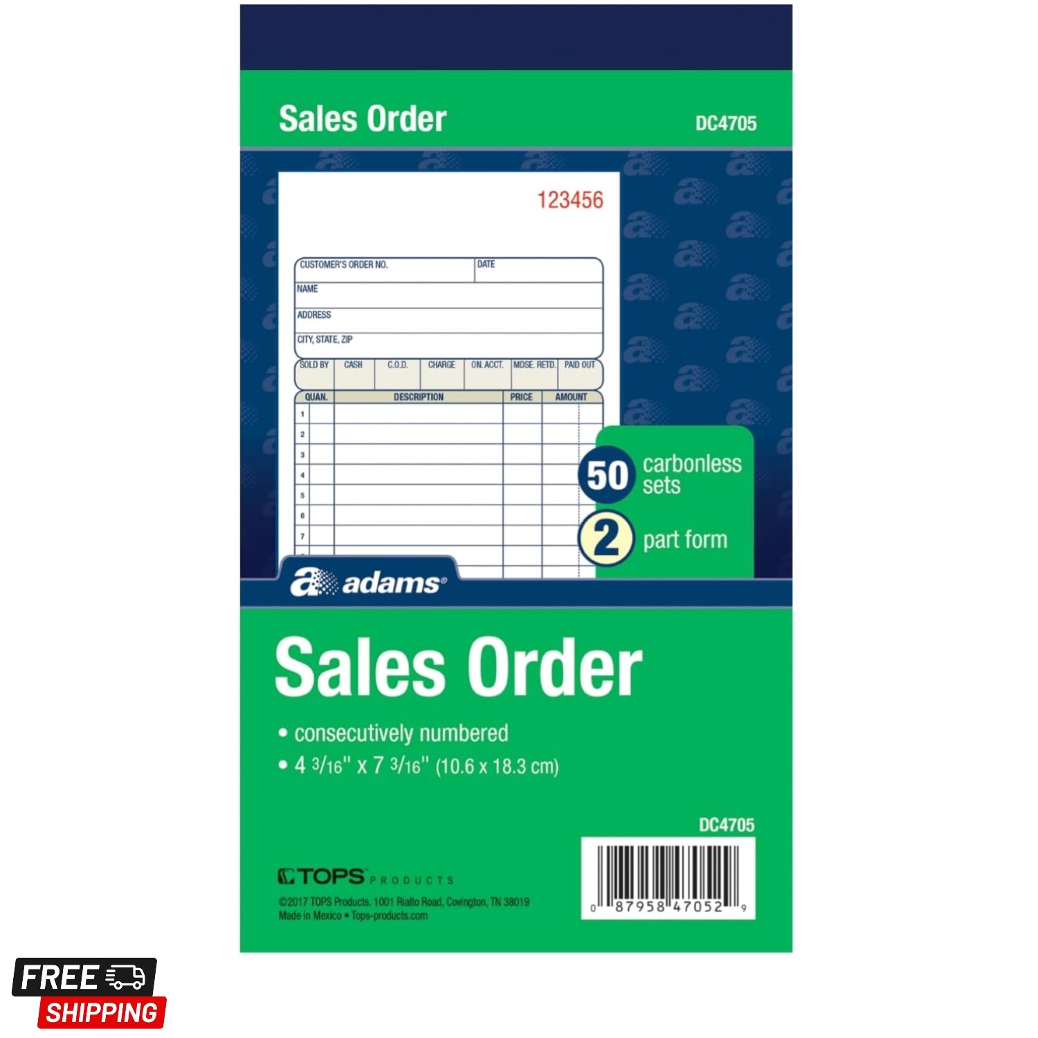 Sales Order Book, 2-Part, Carbonless, White/Canary, 4-3/16 x 7-3/16 Inches, 5…