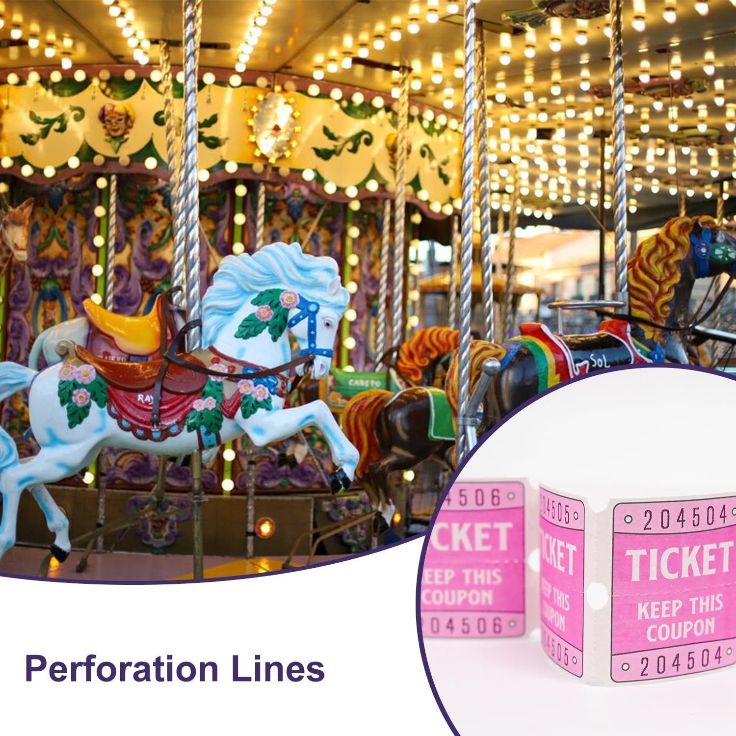 DGBDPACK 250 Raffle Tickets, 50/50 Double Roll 2 inches x 1 inch, Pink
