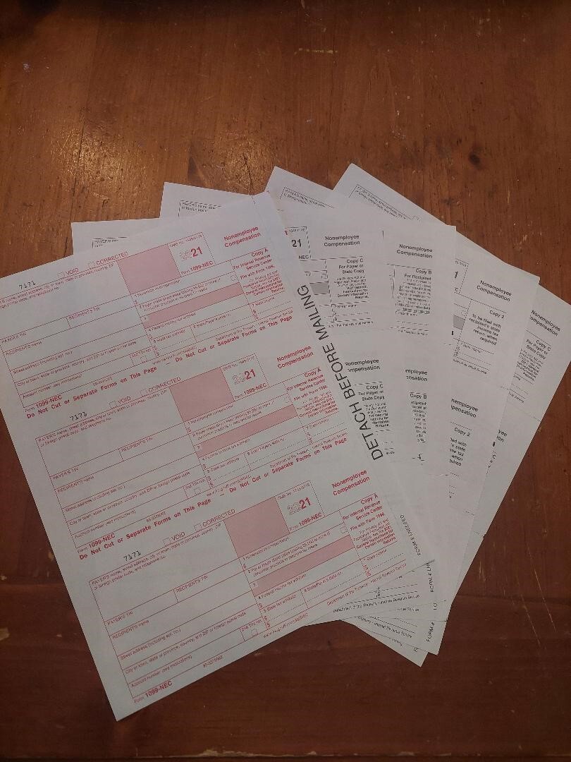 2021 IRS 1099-NEC Forms (for 3 recipients)-For Prior Year’s Tax Filing Season