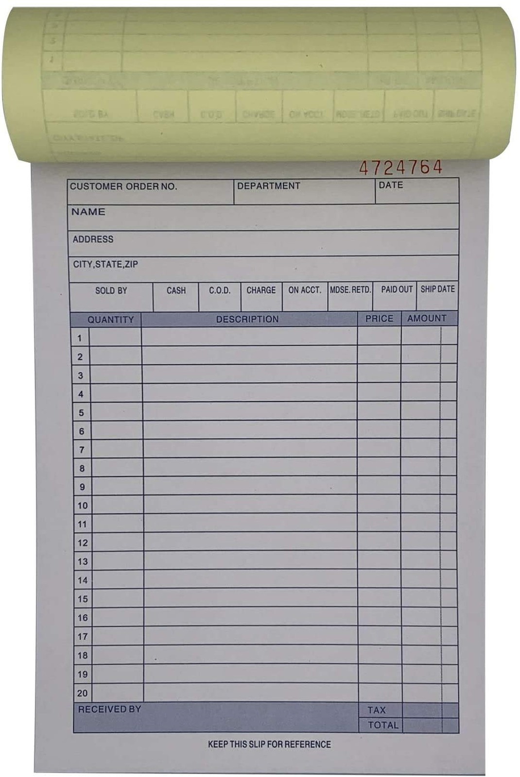 5 Pack Large Sales Order Book Receipt Invoice Duplicate Carbonless Copy 50 Se…