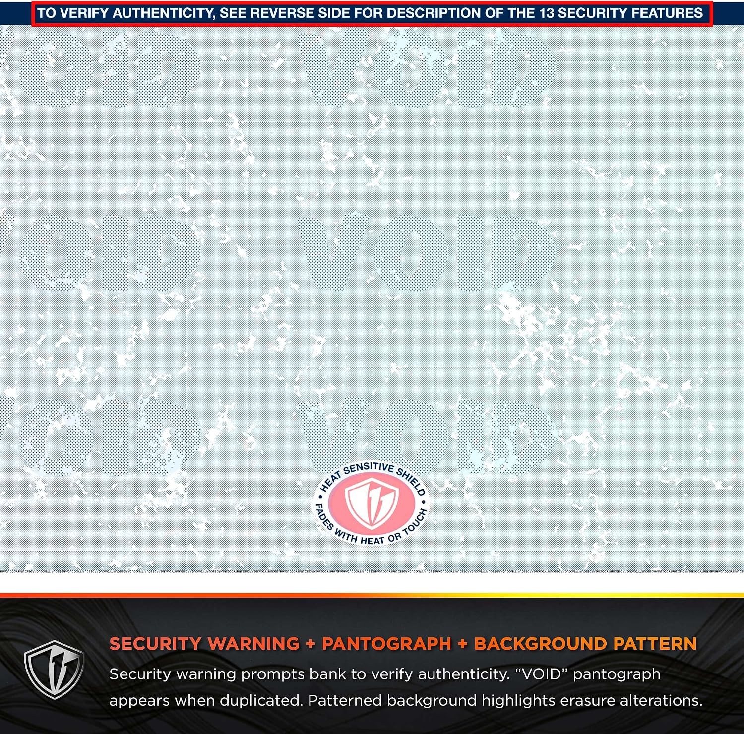 Premium Blank Check Stock – 8.5×11″, 500 Sheets, Red-Blue Prismatic