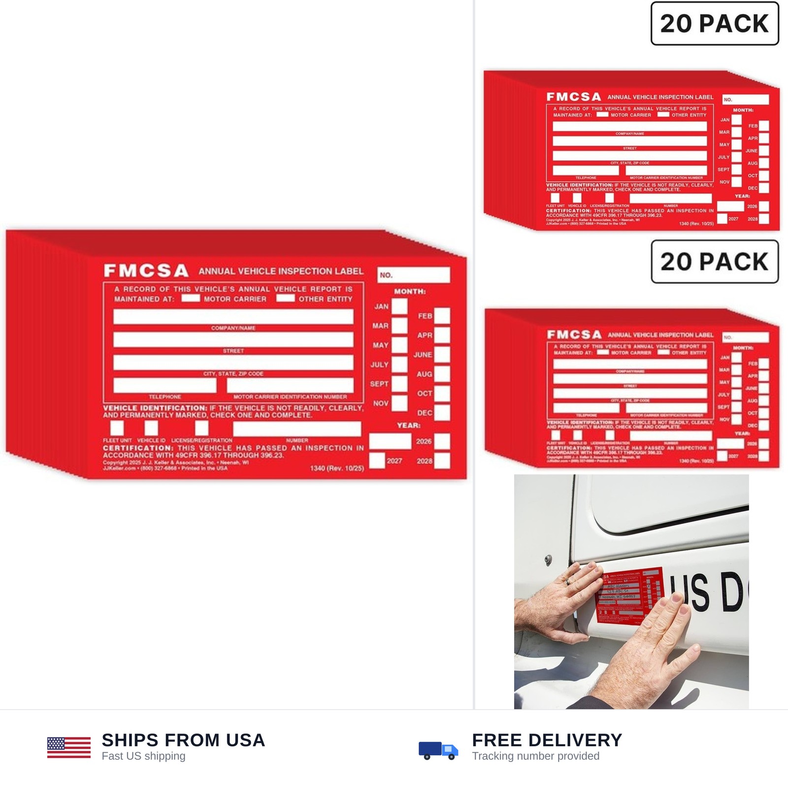 J. J. Keller 20-Pack, Aluminum Annual Vehicle Inspection Label with Punch Box…