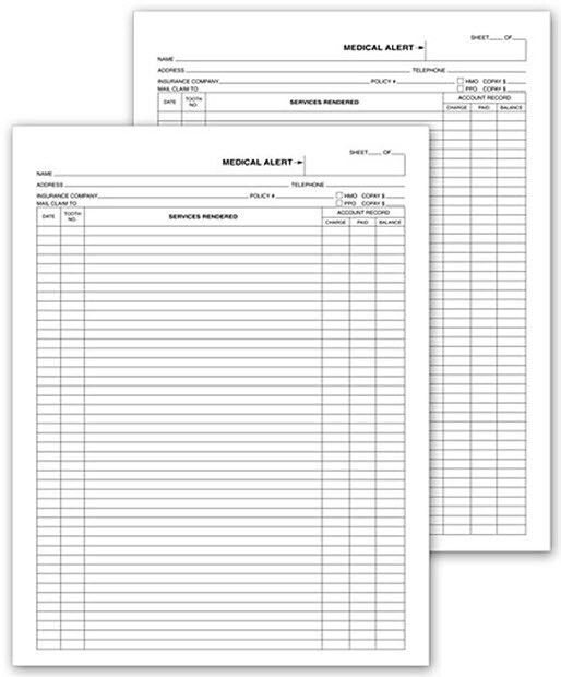 D102 Dental Exam Record Notes Form 100 forms
