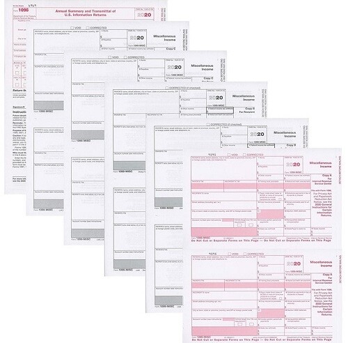 Tops 2020 1099-MISC Tax Kit and 1096, Laser Tax for 50 Recipients (Vendors)