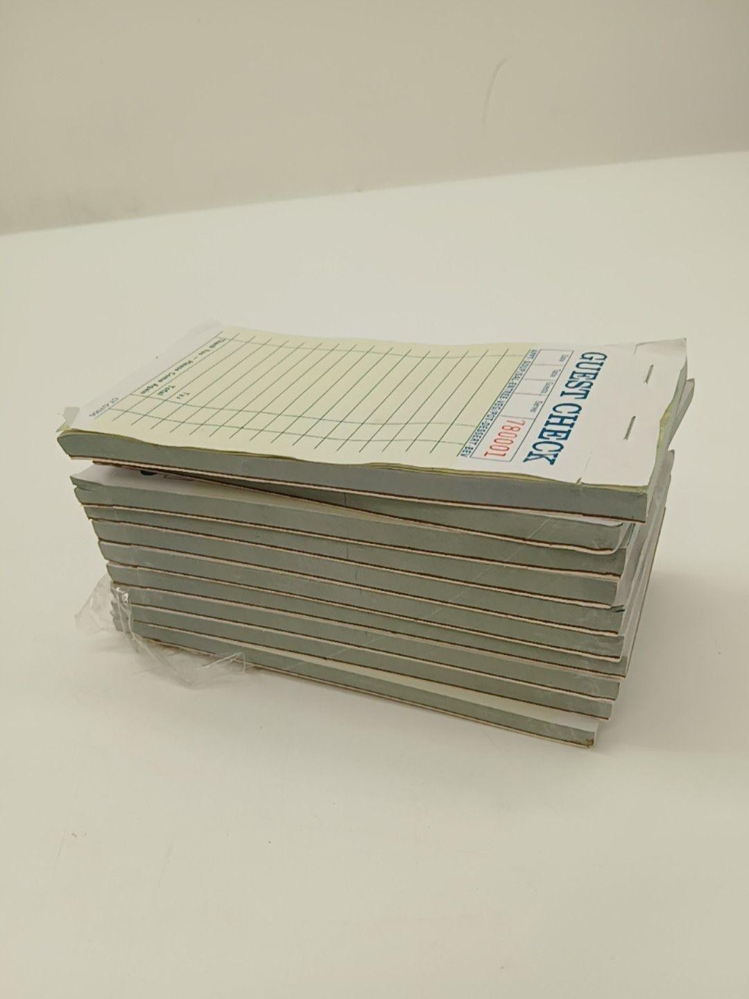 Guest Check Numbered Receipt Books Pads CT-G7000 Restaurant Lot Of 10 Green