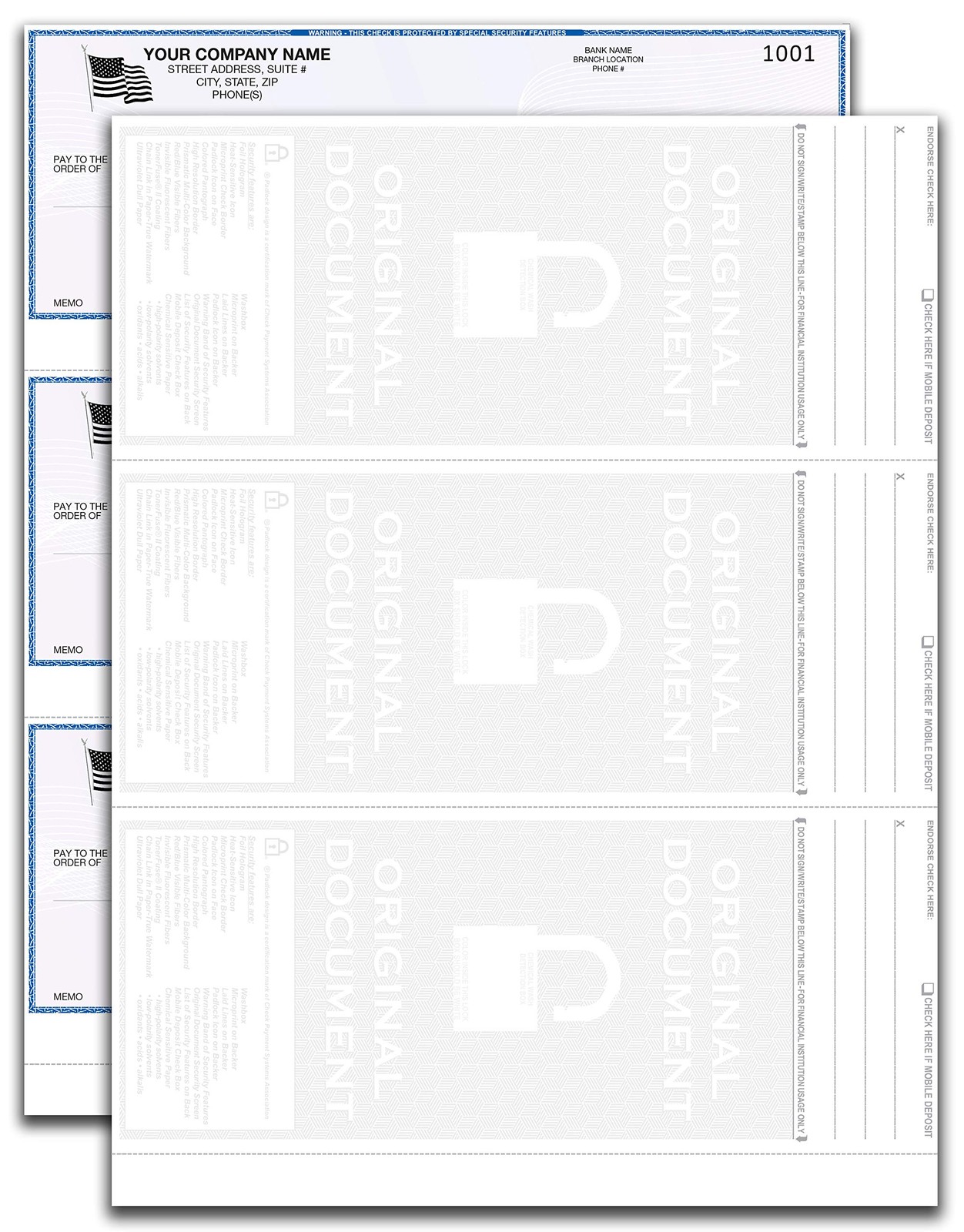 3 Checks Per Page Hologram High Security Laser Check Stock | 150 Sheets/450 C…