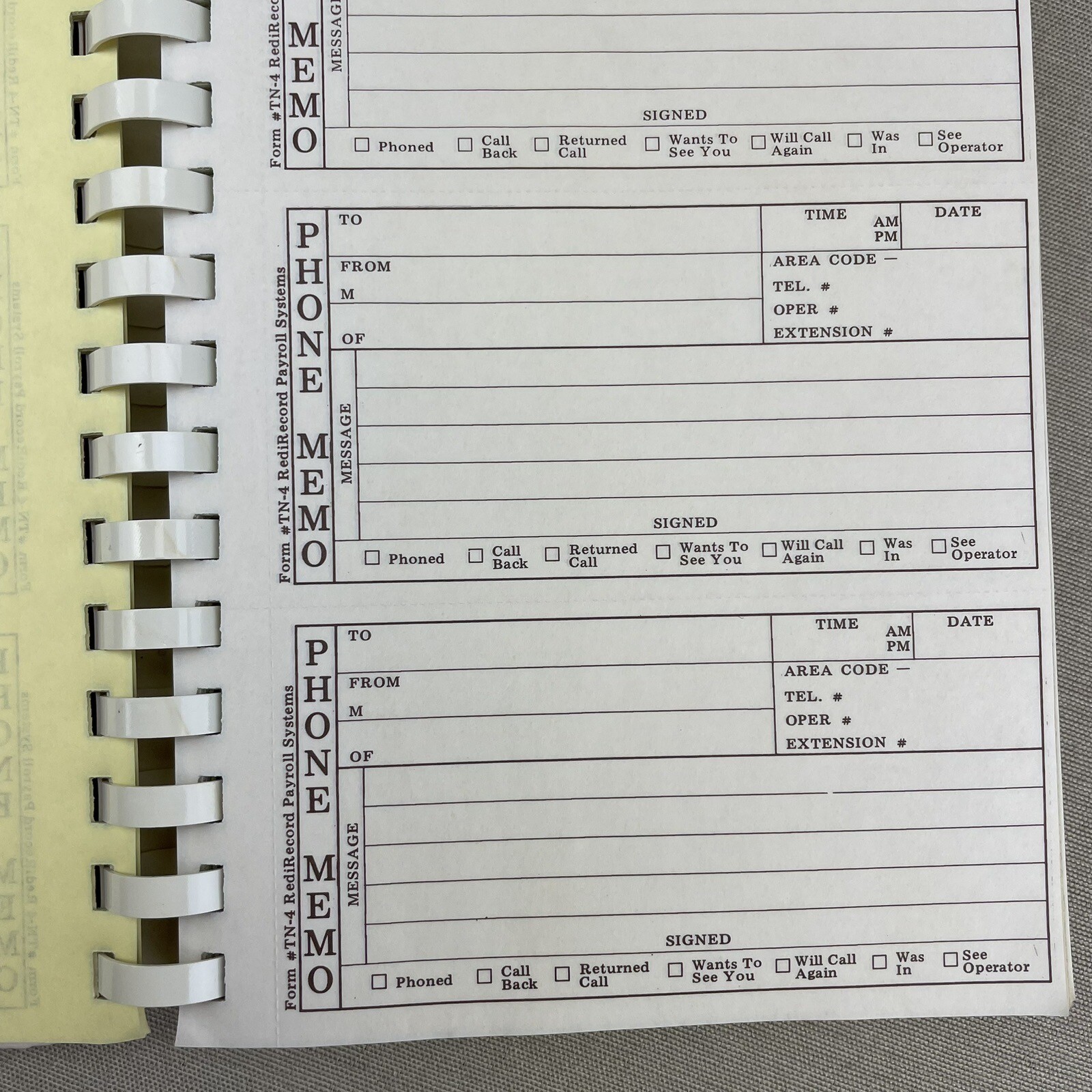 Telephone Message Memo Book Vintage Self Duplicating ~No Carbon~ RRPS TN-4