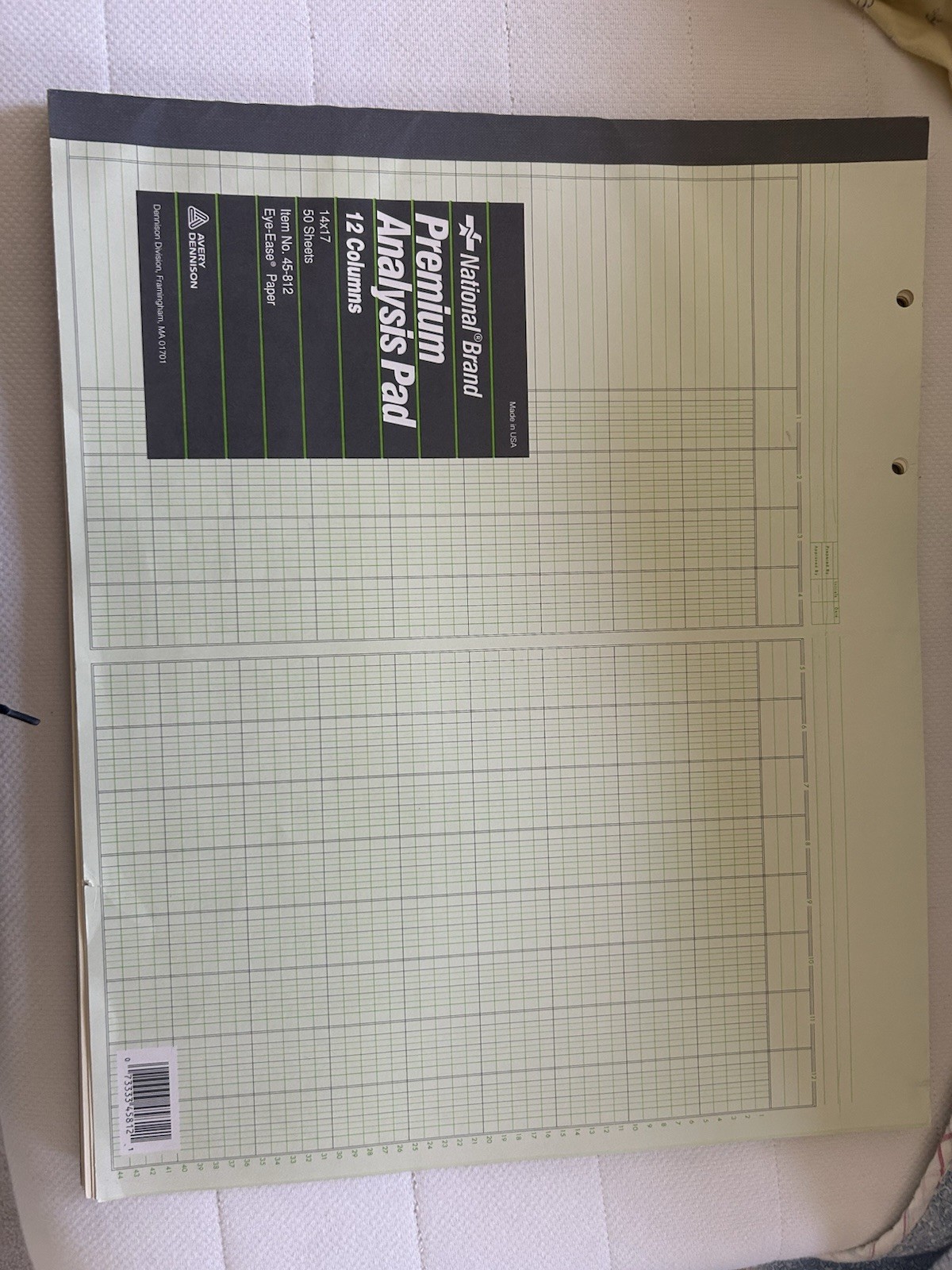 National Analysis Pad 12 Column & Name Space Eye Ease 27/12 Sheets Per Pad Used