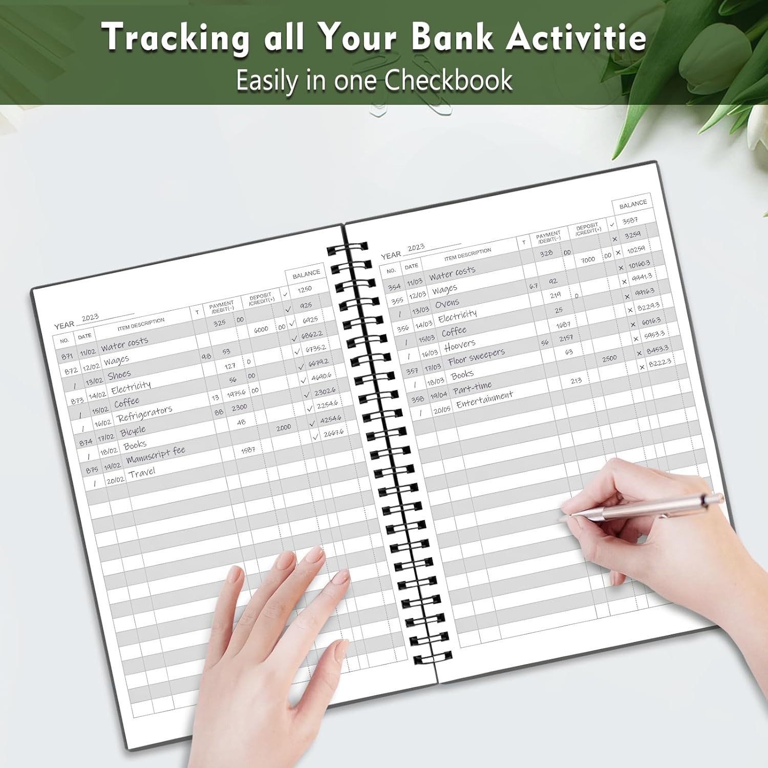 Large Spiral Check Register Book for Easy Financial Tracking – 7.5” x 10”