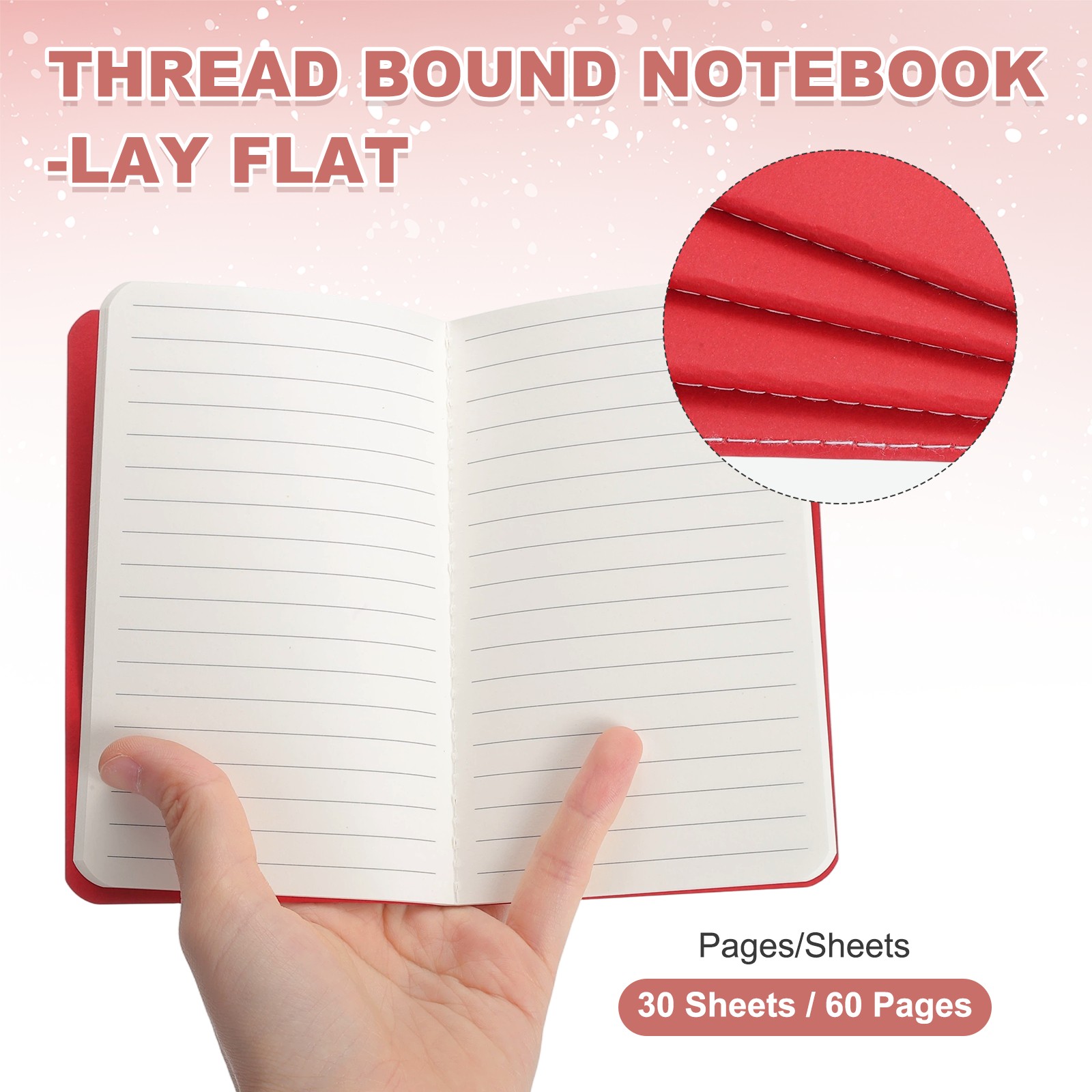 8 Pack A6 Notebook, A6 Journal Mini Notebook Pocket Kraft,Red