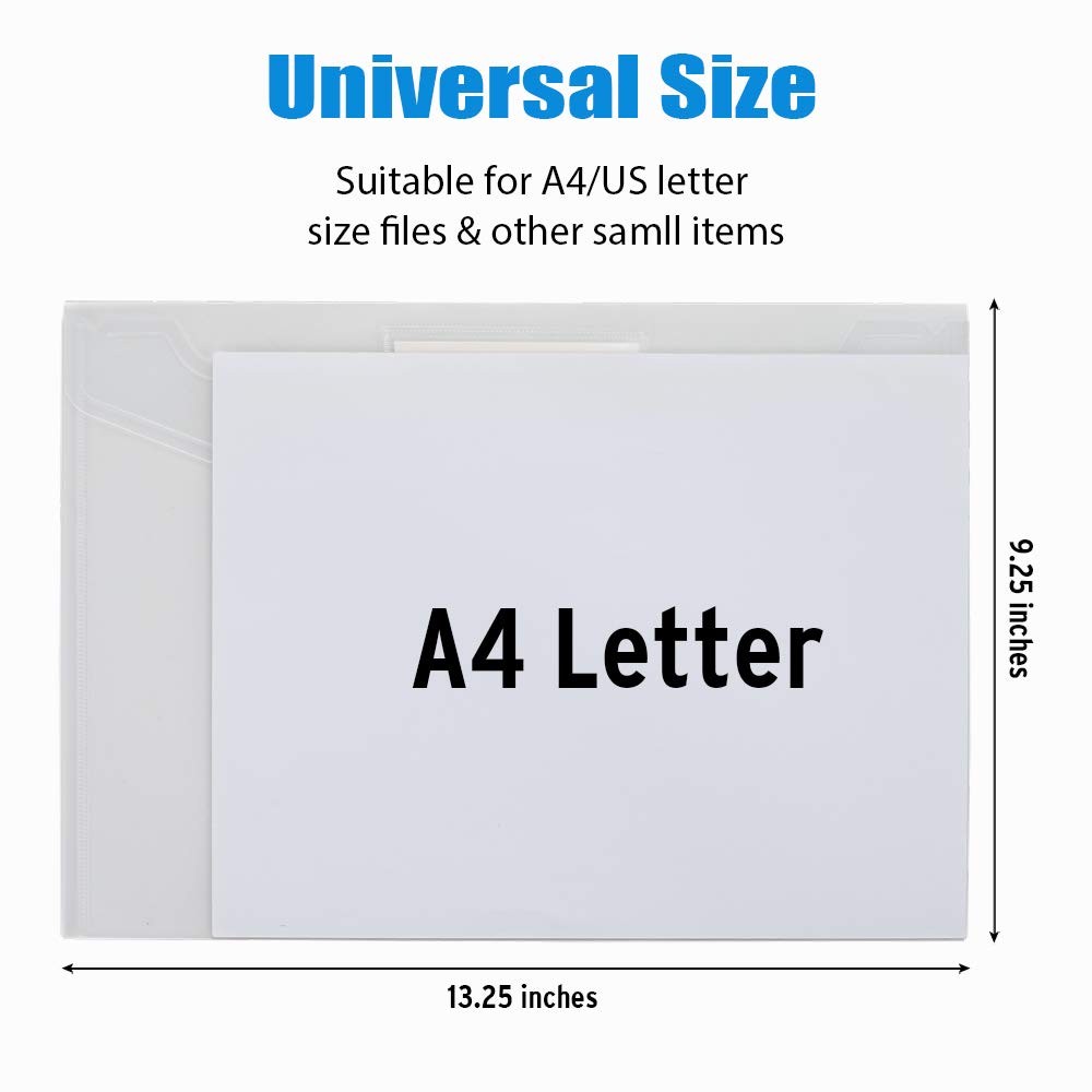 Sooez 10 Pack Plastic Envelopes File Folders, 13.25 x 9.25 inches, Clear