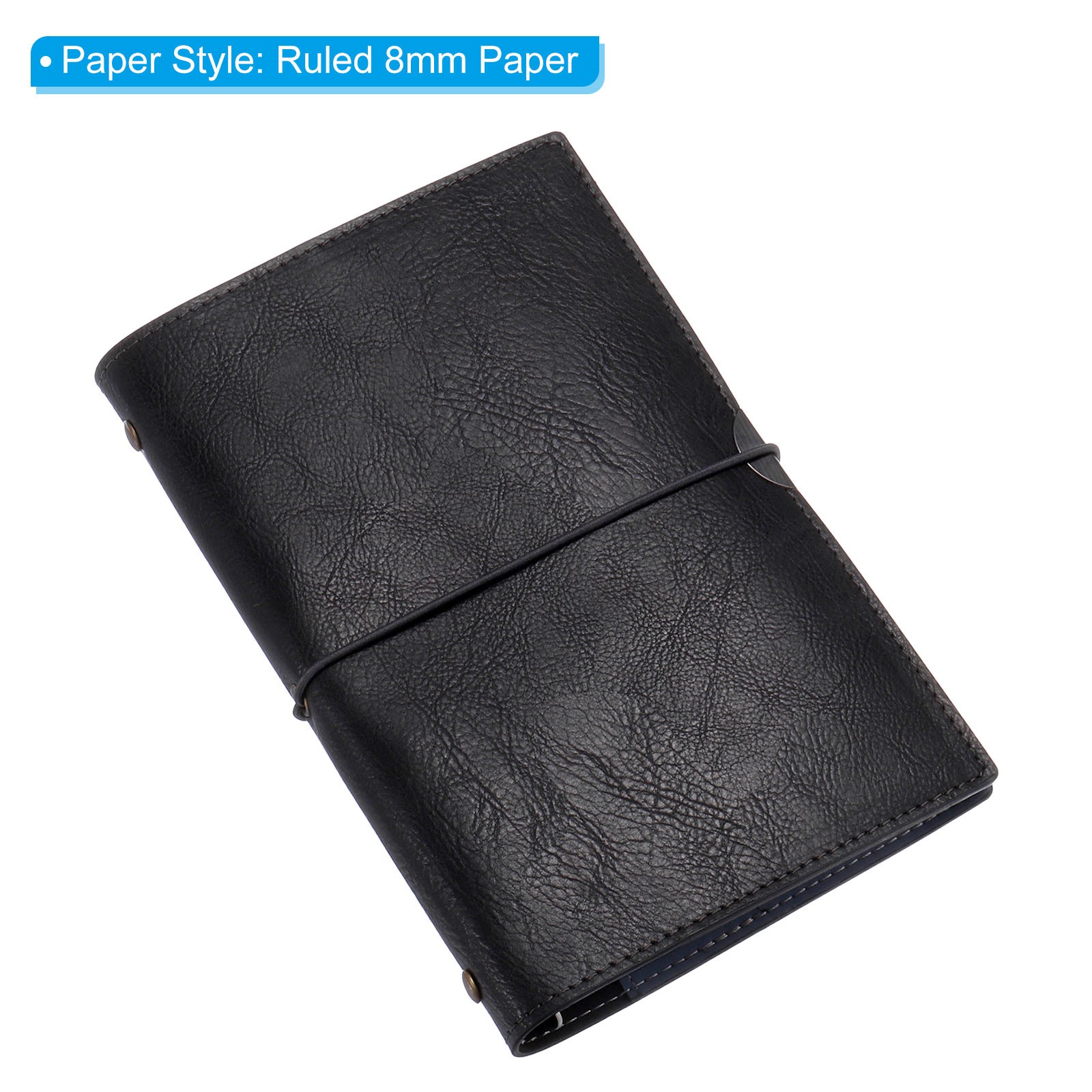 A6 PU Leather Binder Journal Ruled Lined Journal Notebook Black