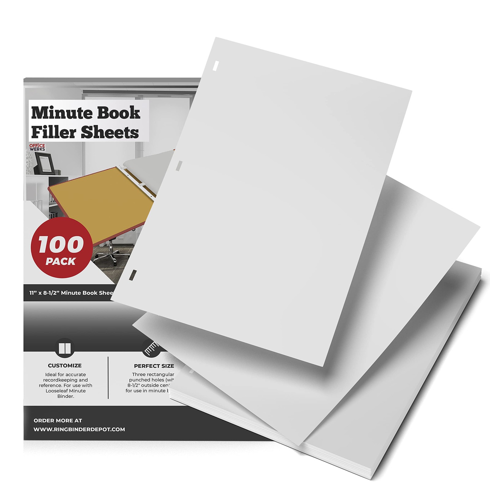 11 X 8.5 Inch Letter Size Minute Book Paper, 3 Hole Punched White Loose Leaf …