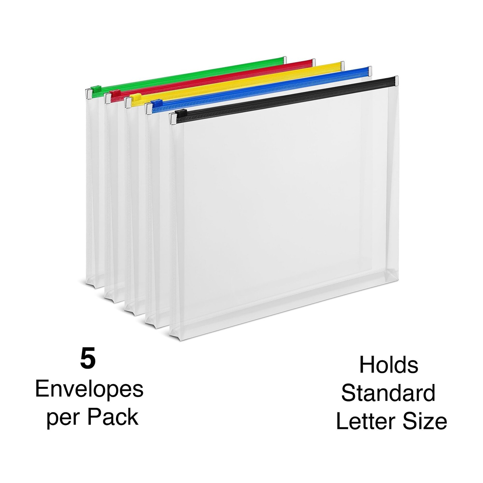 Staples Poly Zip Envelopes, Letter Size, Clear with One Assorted Colors