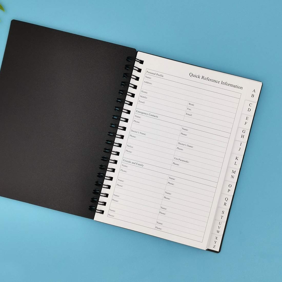 Nokingo Spiral Password Book with Tabs – 5×7 inch Inch, Black