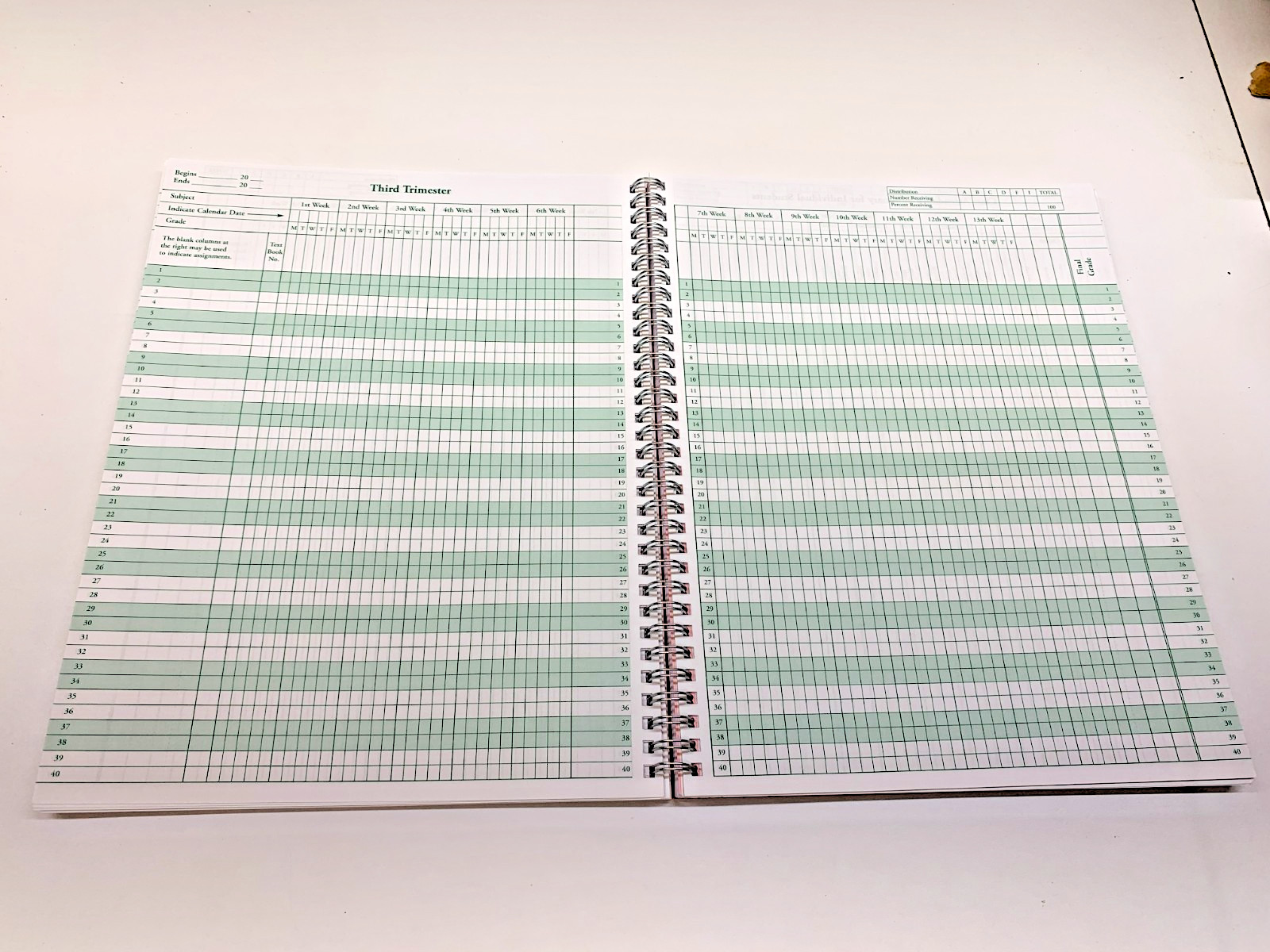 Class Record Book Form 1213-8C Supreme School Supply Co.