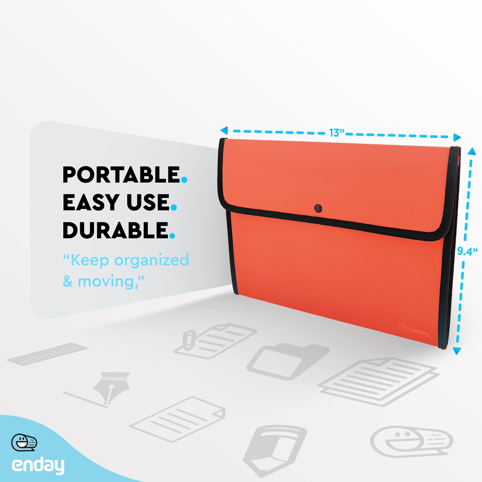 Square Flap Document Holder Red, Expanding File Folder, A4 Letter Size 1, Red