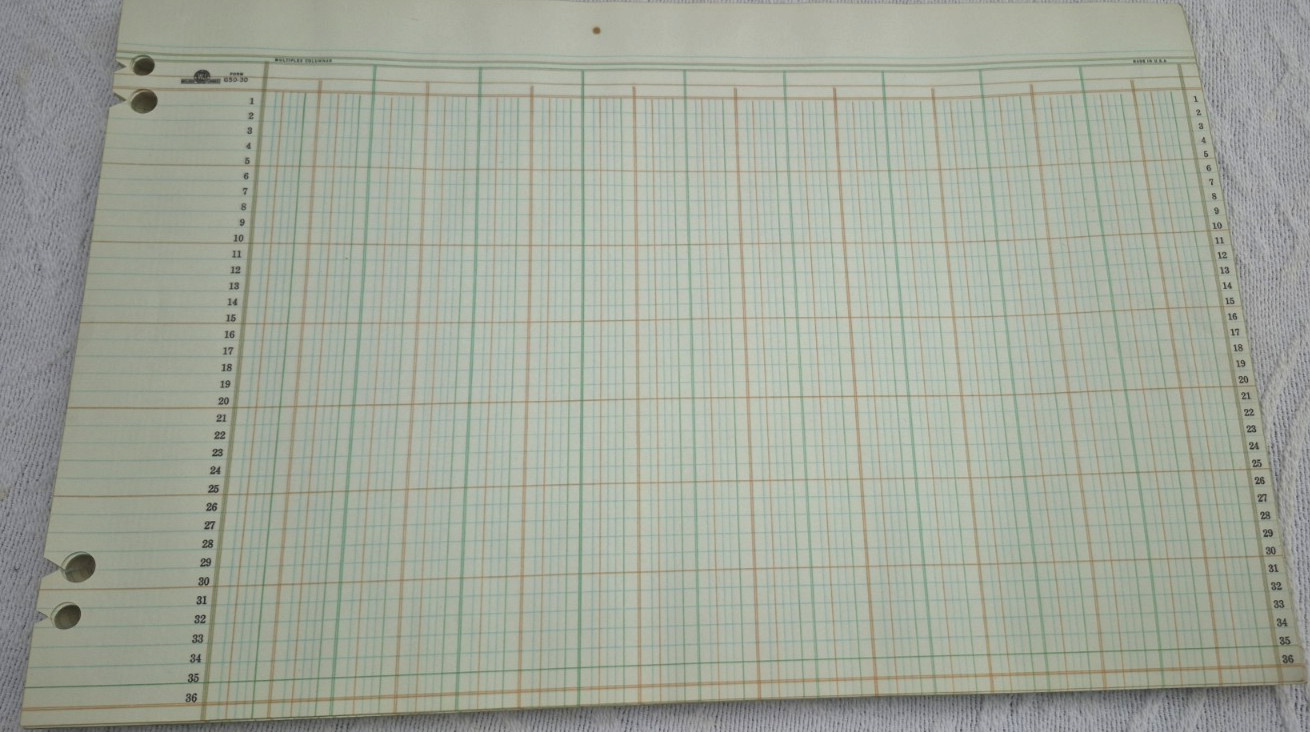 Wilson Jones GREEN Multiplex Columnar Ruled Ledger Paper 66 Sheets Size 11 x 17″
